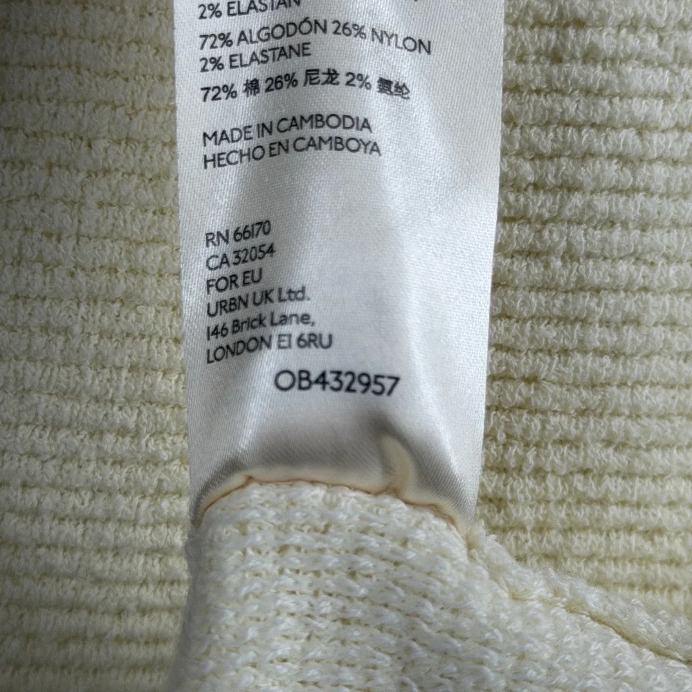 Free People Ottoman Slouchy Tunic Sweater‎ XS Ivory Ribbed Mock Neck Pullover